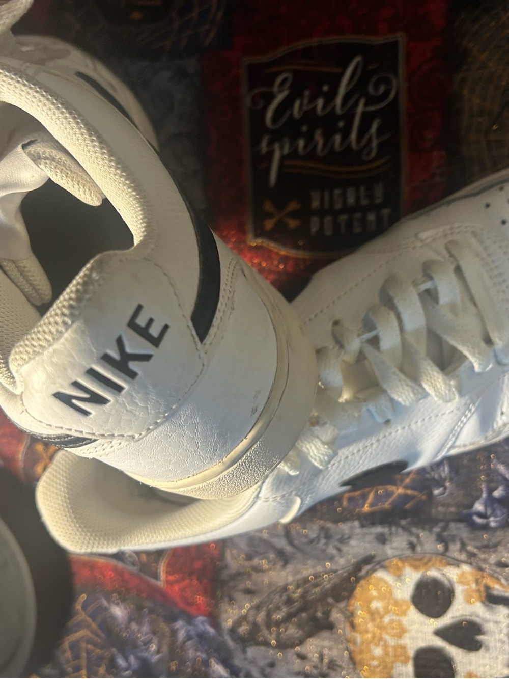 Nike Kids White Sneakers with Black Swoosh